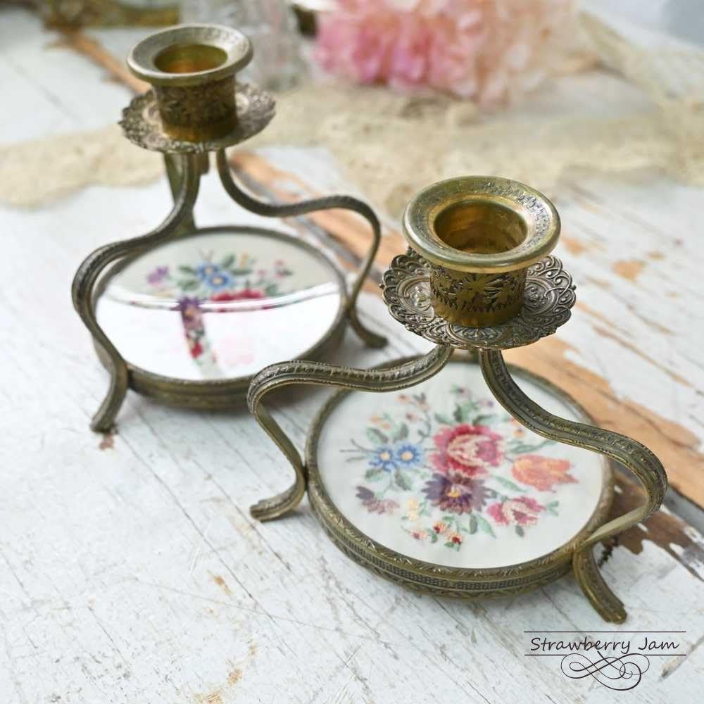 イギリスアンティーク◆プチポワン プチポアン◆キャンドルホルダー◆燭台 イギリスアンティーク◇プチポワン プチポアン◇キャンドル